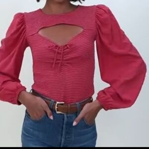 Nation LTD Leilani Romantic Cut Out Top In Maraschino